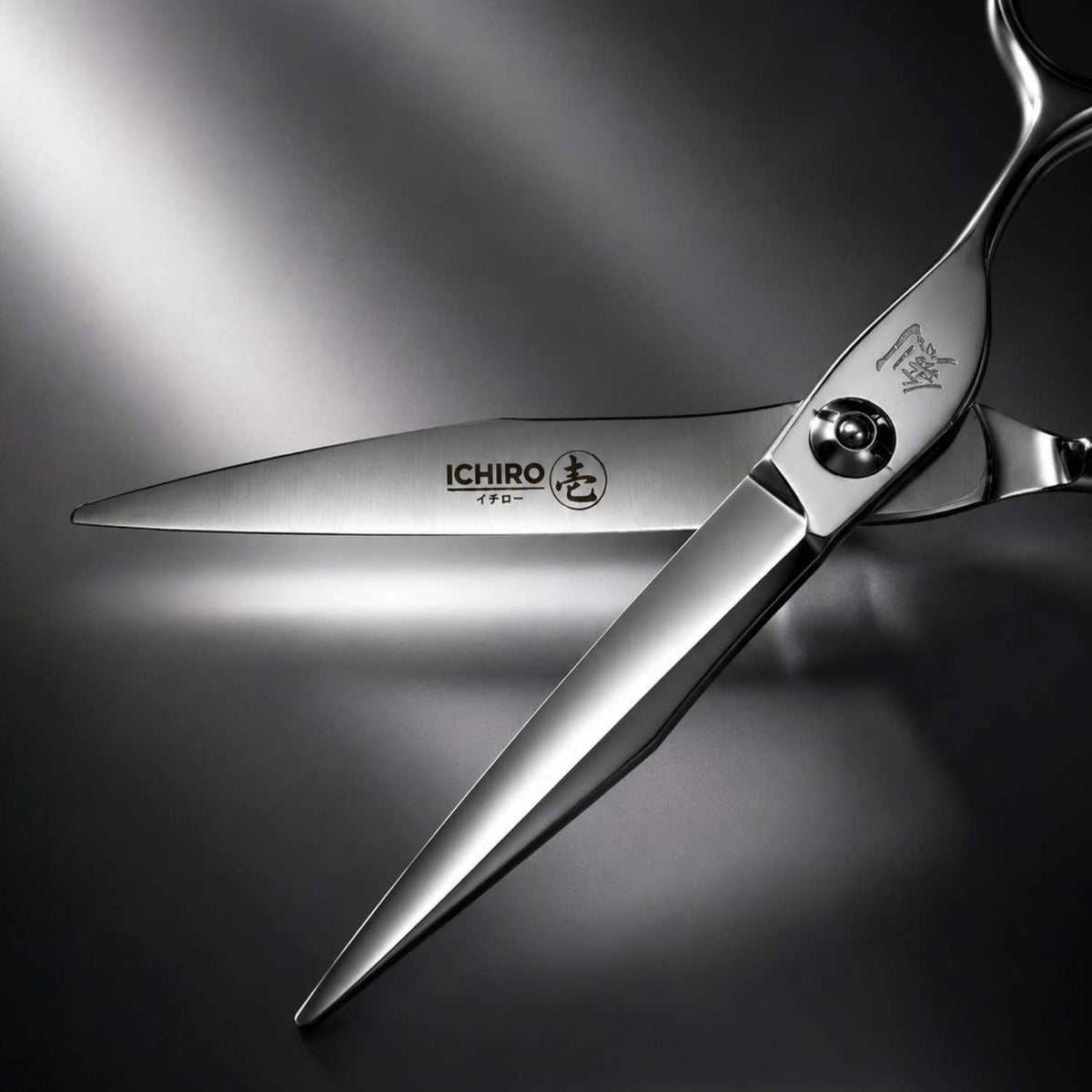 Ichiro Tsurugi Master Barber Hair Cutting Shears - open blades close-up