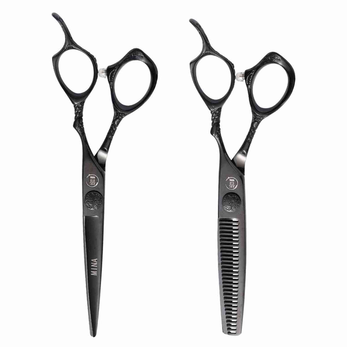 Mina Ash Black Hair Cutting & Thinning Shear Set (SKU: MIN-ASH-S55)