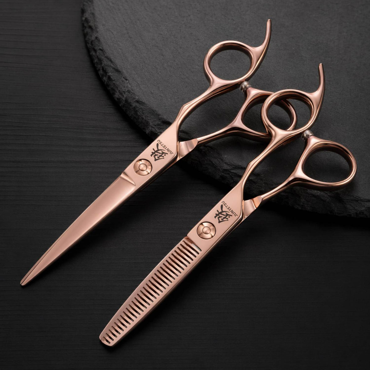 Juntetsu Rose Gold VG10 Pro Shears Set - angled view