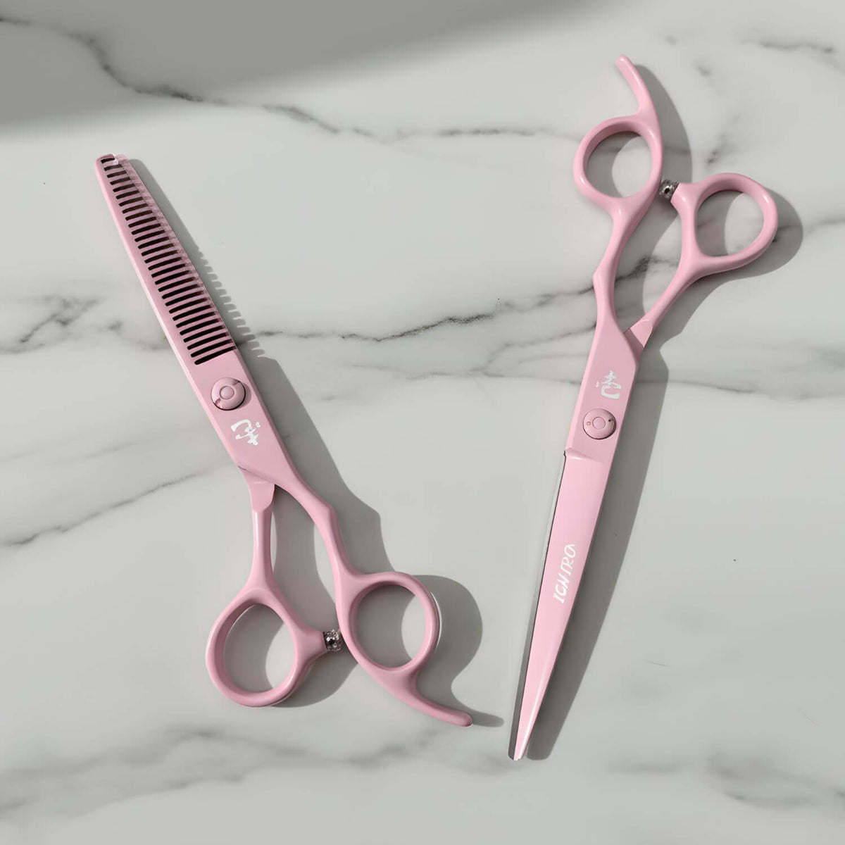Ichiro Pastel Pink Hair Cutting and Thinning Shear Set From Japan (SKU: ICH-PNK-M5050 ICH-PNK-S50)