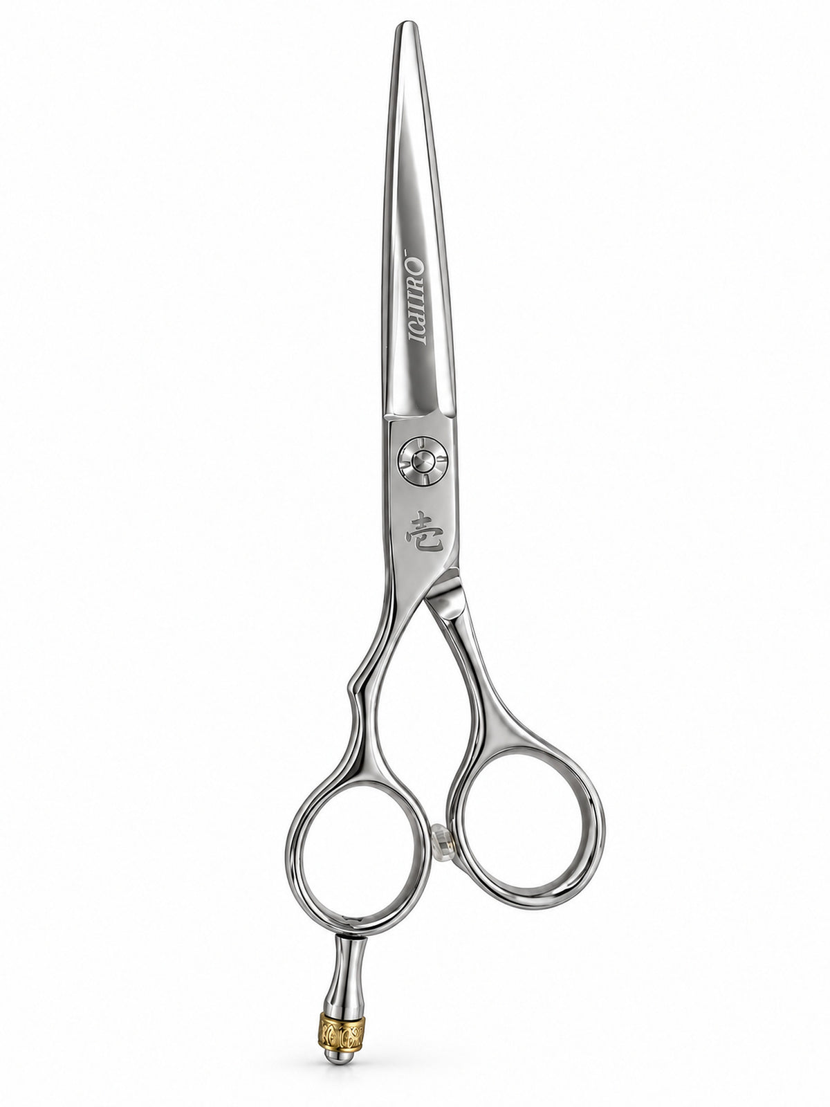 Ichiro Crown Lefty Hair Cutting Shears with convex edge and gold-tone crown tang (SKU: ICH-CRN-LC55)