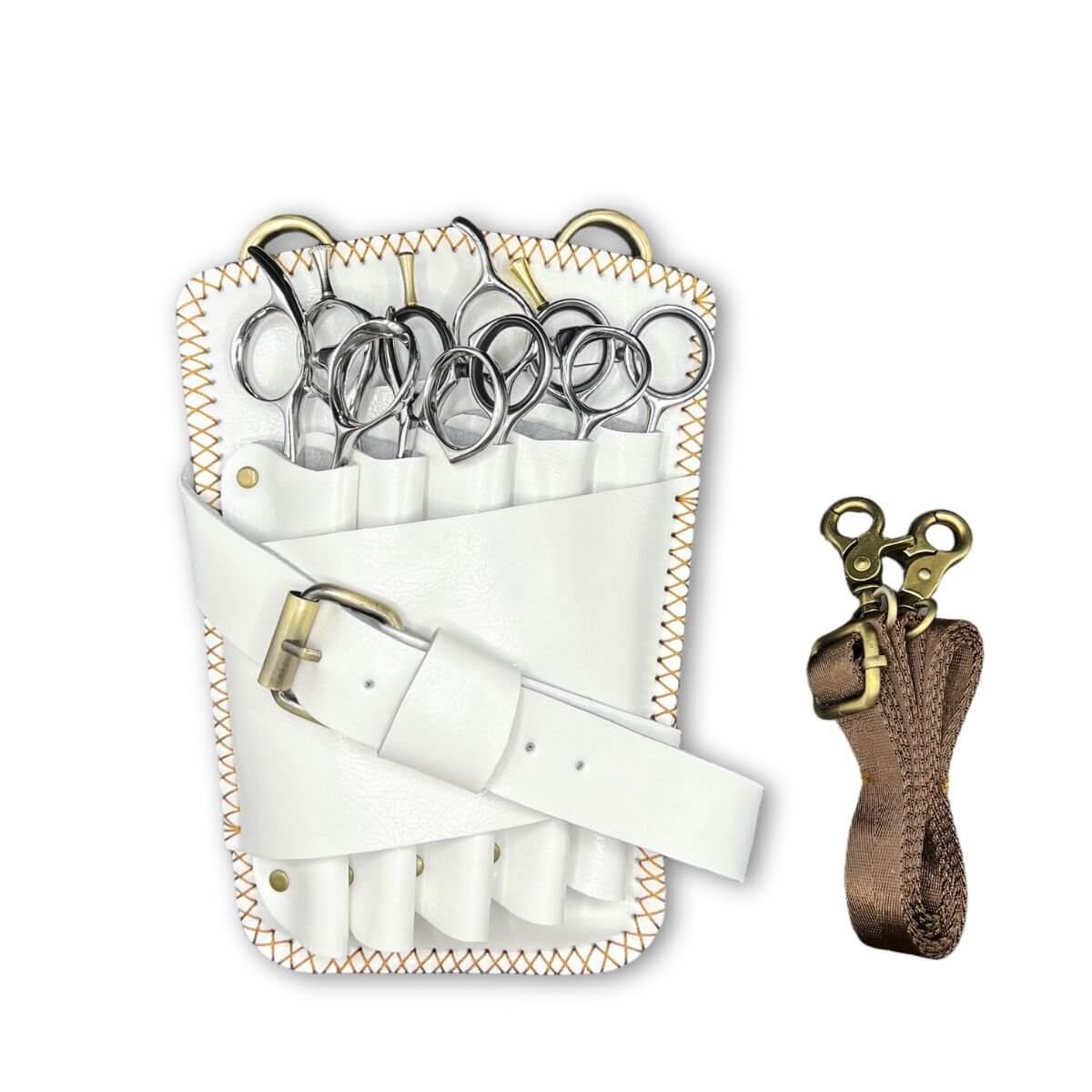 Juntetsu Artisan White Holster - 5 Professional Scissors (SKU: JUN-ARTWHT-5PC)