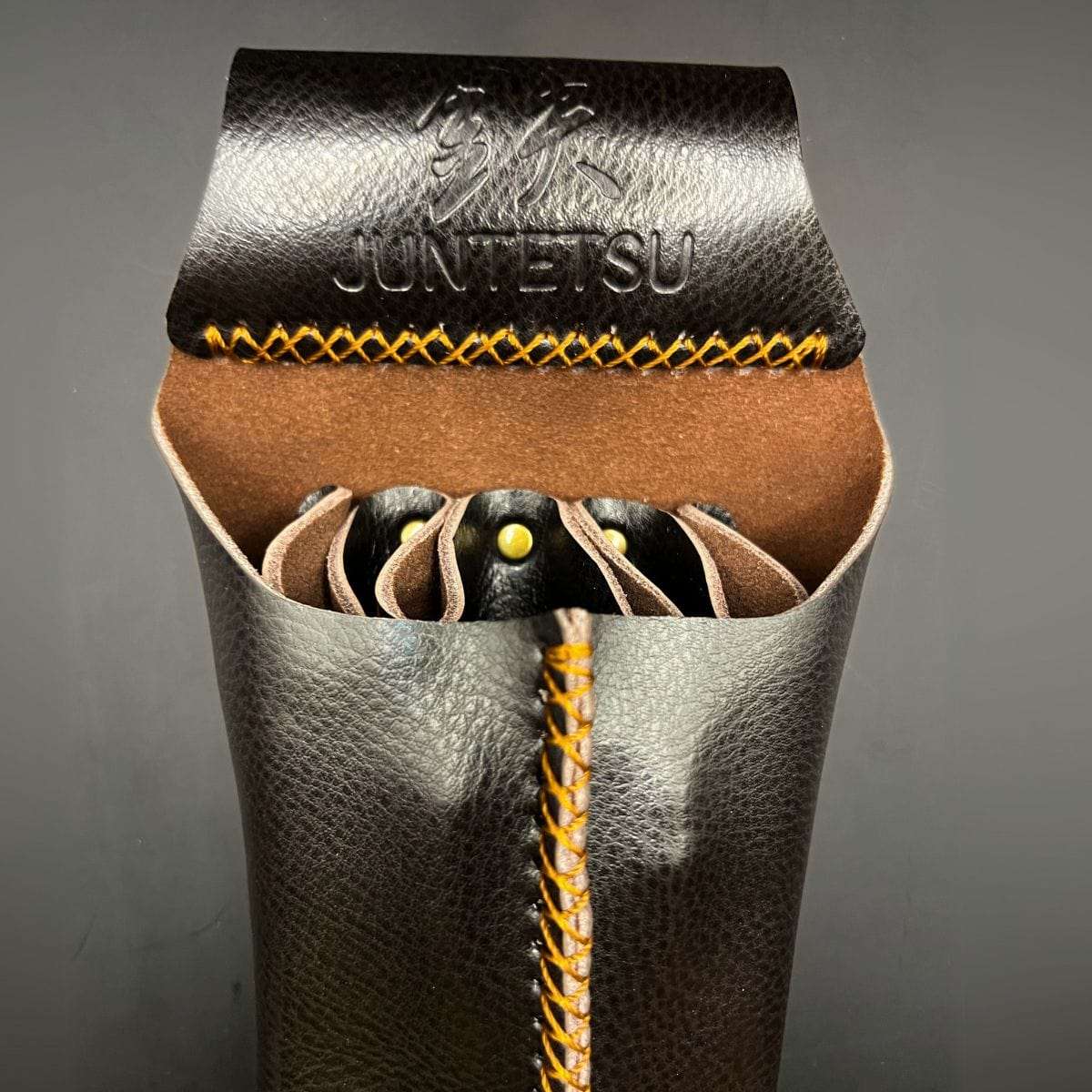 Juntetsu Dusk Brown Leather Holster - 4 Scissor Pocket (SKU: JUN-DUSK-4PC)