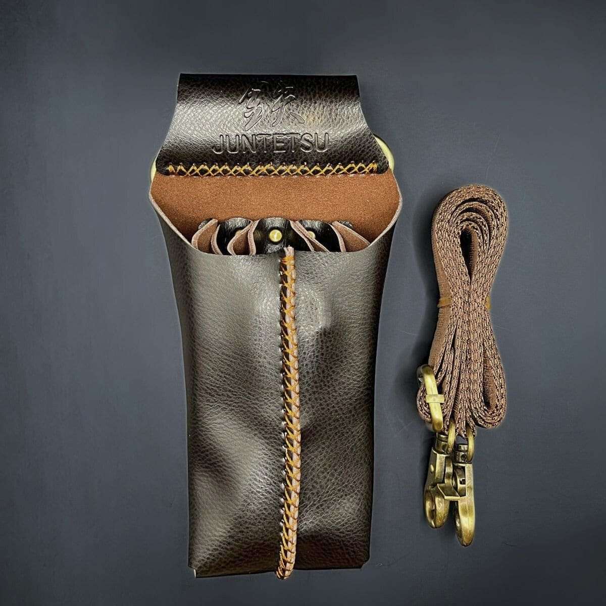 Juntetsu Dusk Brown Leather Holster - 4 Scissor Pocket (SKU: JUN-DUSK-4PC)