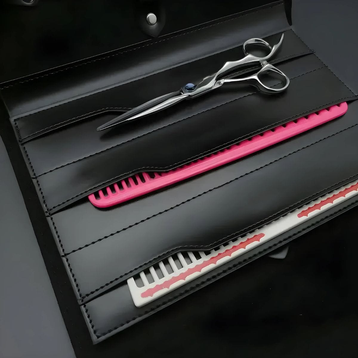 Juntetsu Leather Scissor Case - 8 Pocket Premium Storage (SKU: JUN-CASE-B8PC)