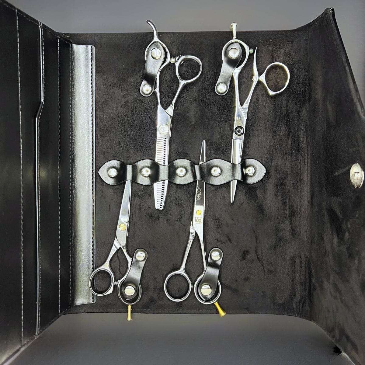 Juntetsu Leather Scissor Case - 8 Pocket Premium Storage (SKU: JUN-CASE-B8PC)