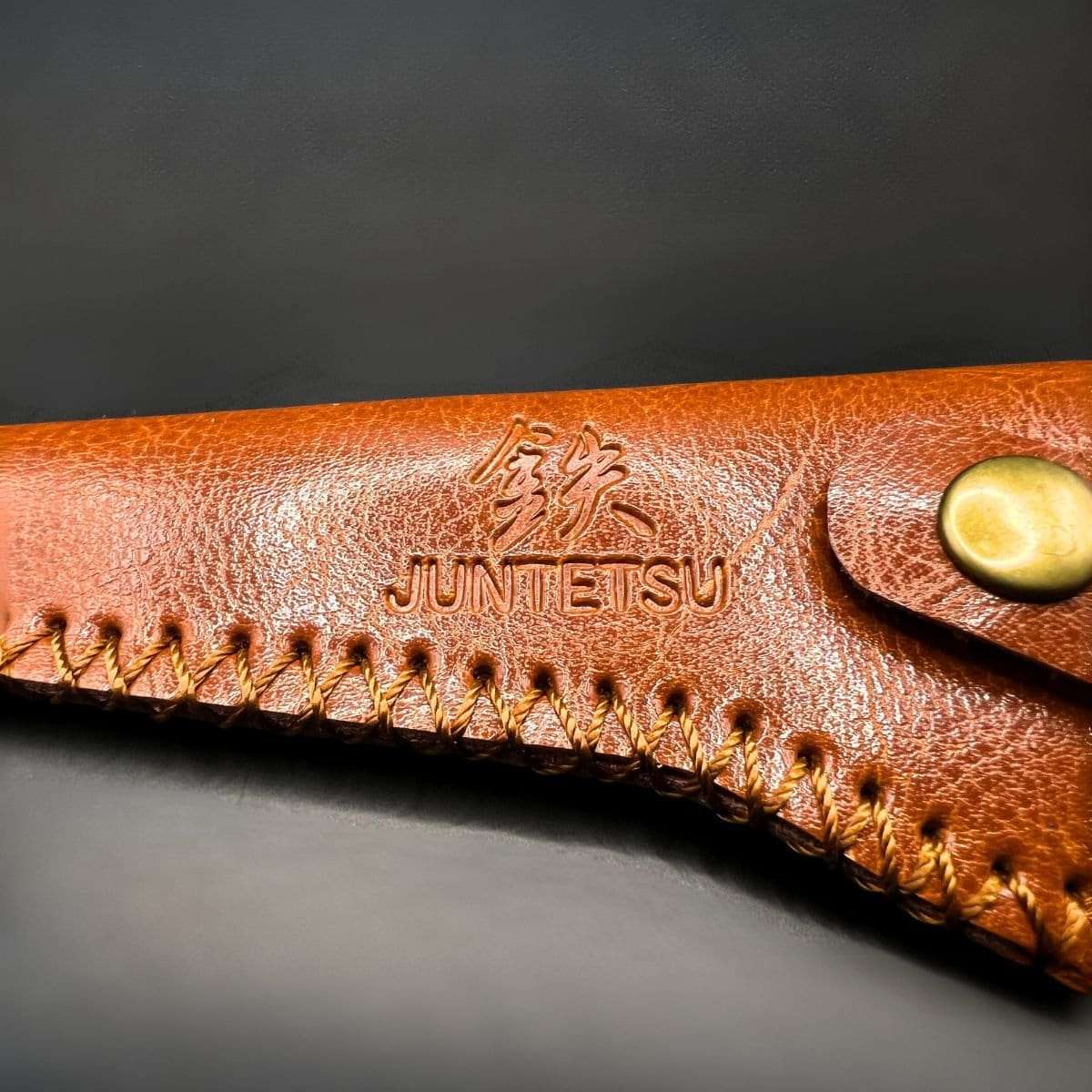 Juntetsu Premium Single Scissor Protector - Hand-Stitched Leather (SKU: JUN-JUNTETSU-J01-BROWN)