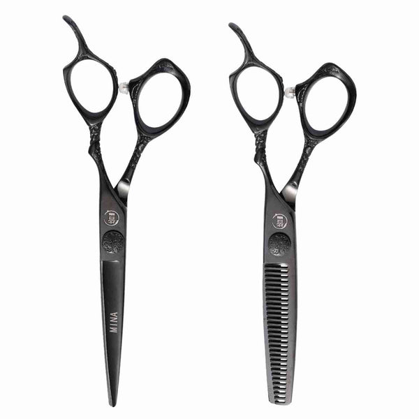 6 Zoll Haarscheren Set In Schwarz – Inklusive Schneide- & Effilierschere, Rasiermesser & Aufbewahrungsetui