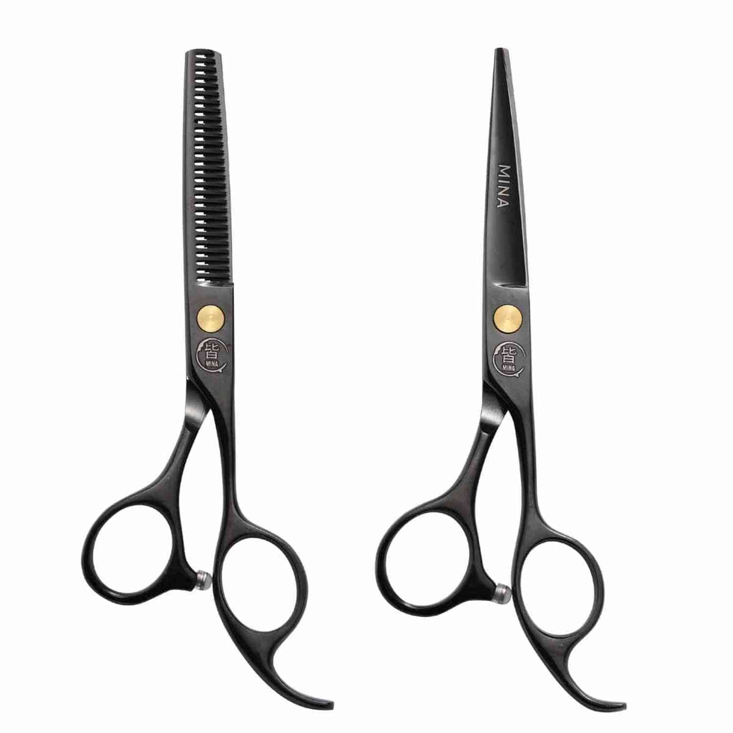 Mina Black Diamond Hair Shear Kit: Professional Steel Set - Japan