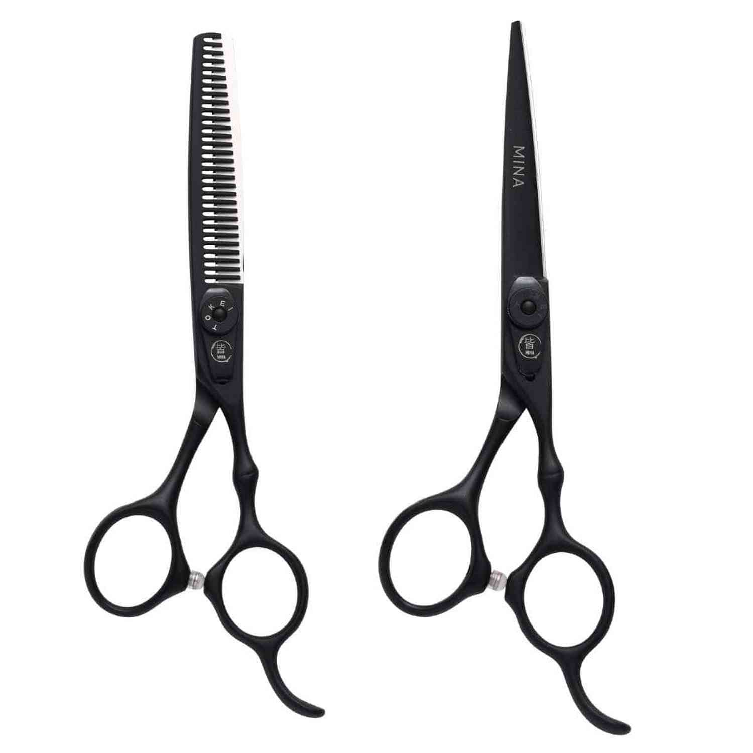 Mina Timeless Matte Black Cutting & Thinning Shears Kit