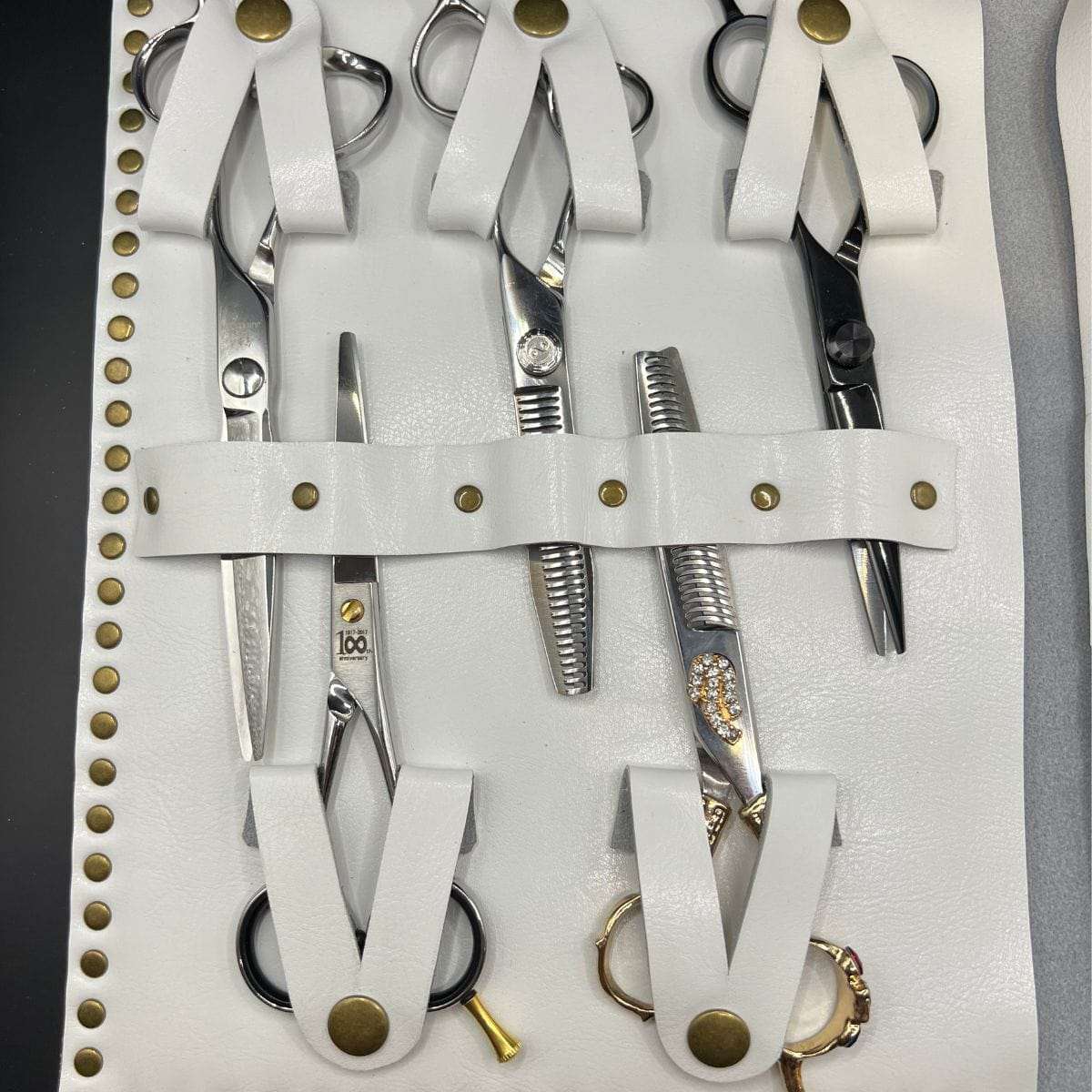 Premium White Leather Scissor Case - 5 Scissor Pocket (SKU: JUN-CASE-W10PC)