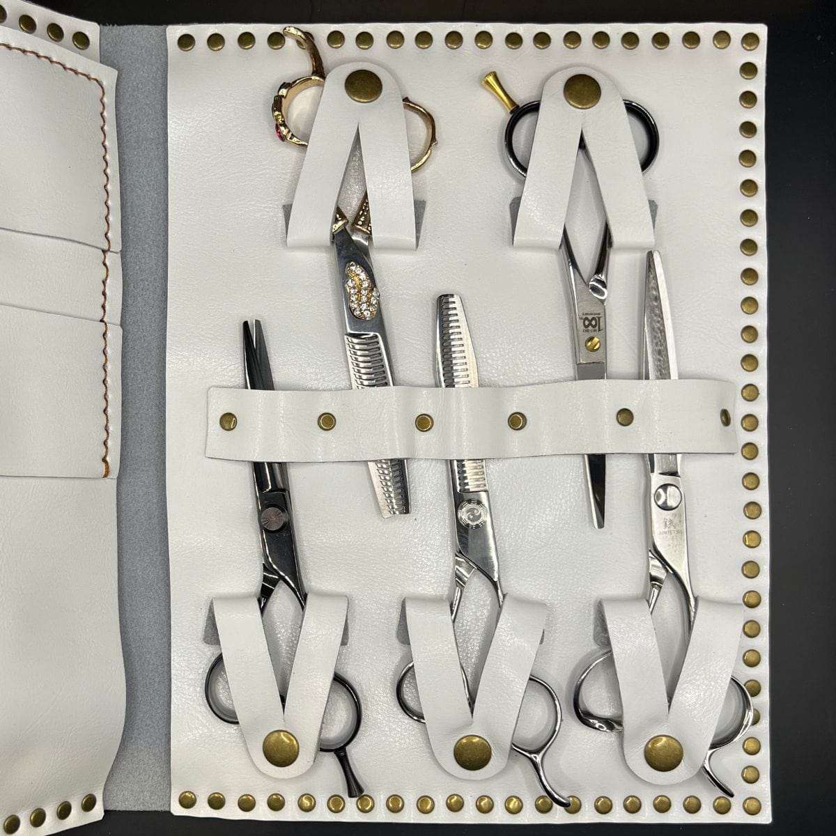Premium White Leather Scissor Case - 5 Scissor Pocket (SKU: JUN-CASE-W10PC)