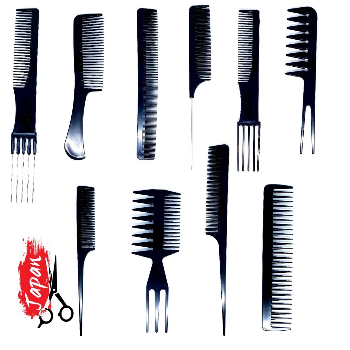 10 Piece Anti-Static Comb Set For Hairstyling & Hairdressing - Japan Scissors USA