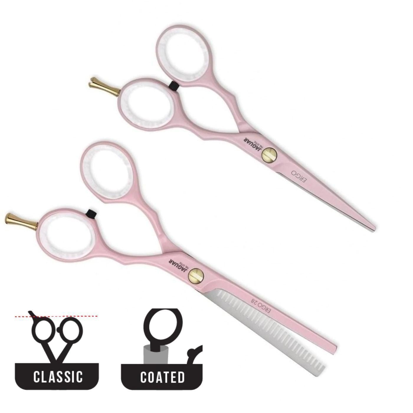 Jaguar Pink Pre Style Ergo Hairdressing Scissor Set - Japan Scissors USA