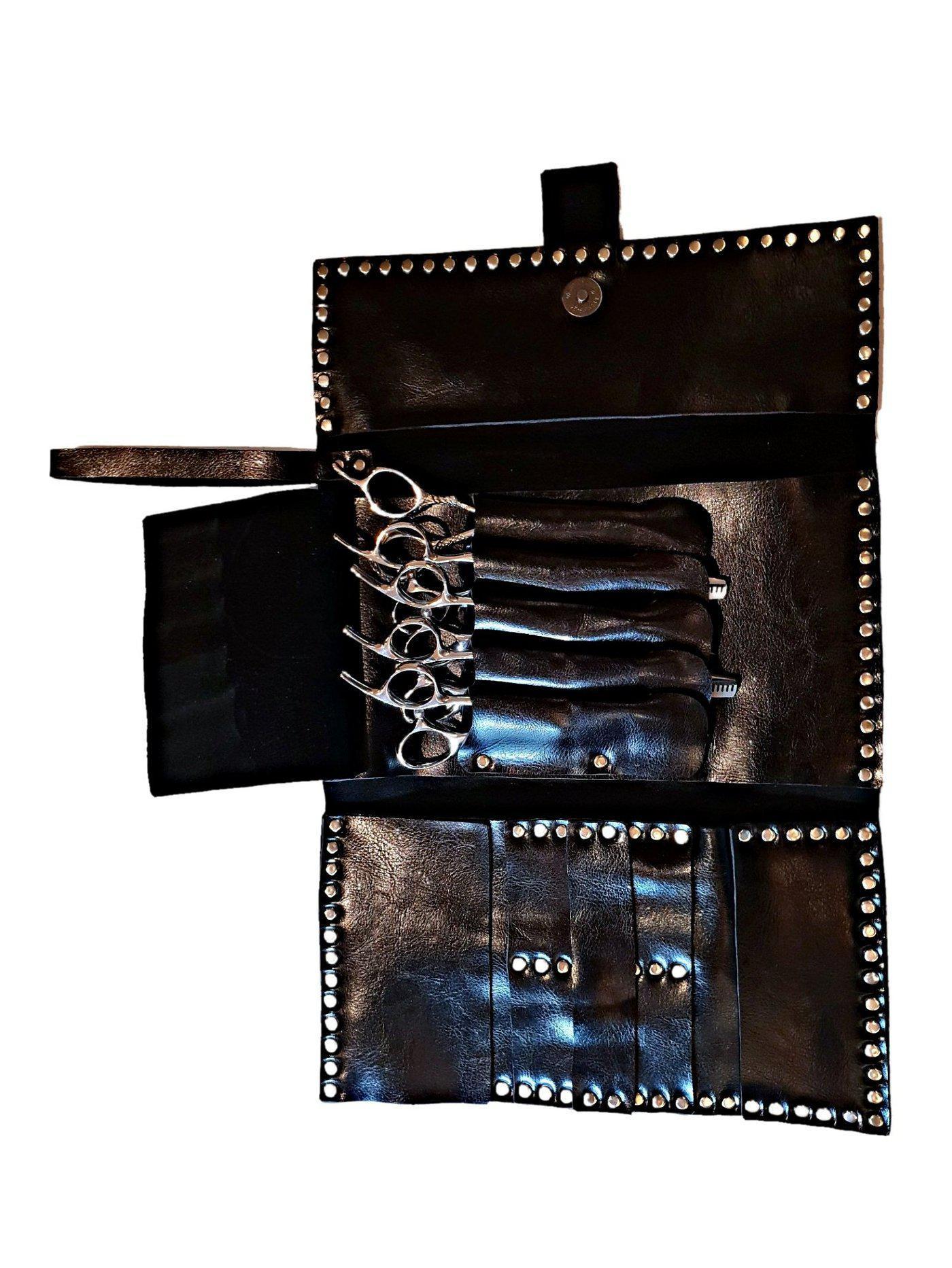 Tetsu' Black Leather Scissor Wallet: Protects 4 Shears - Japan