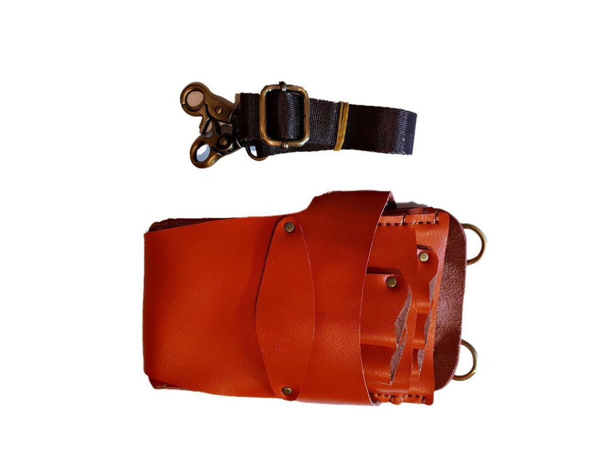 Premium Leather Hairstylist Holster: Protect 5 Hair Scissors - Japan Scissors - Japan Scissors USA
