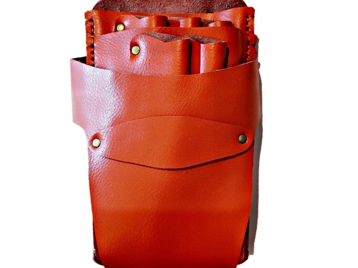 Premium Leather Hairstylist Holster: Protect 5 Hair Scissors - Japan Scissors - Japan Scissors USA