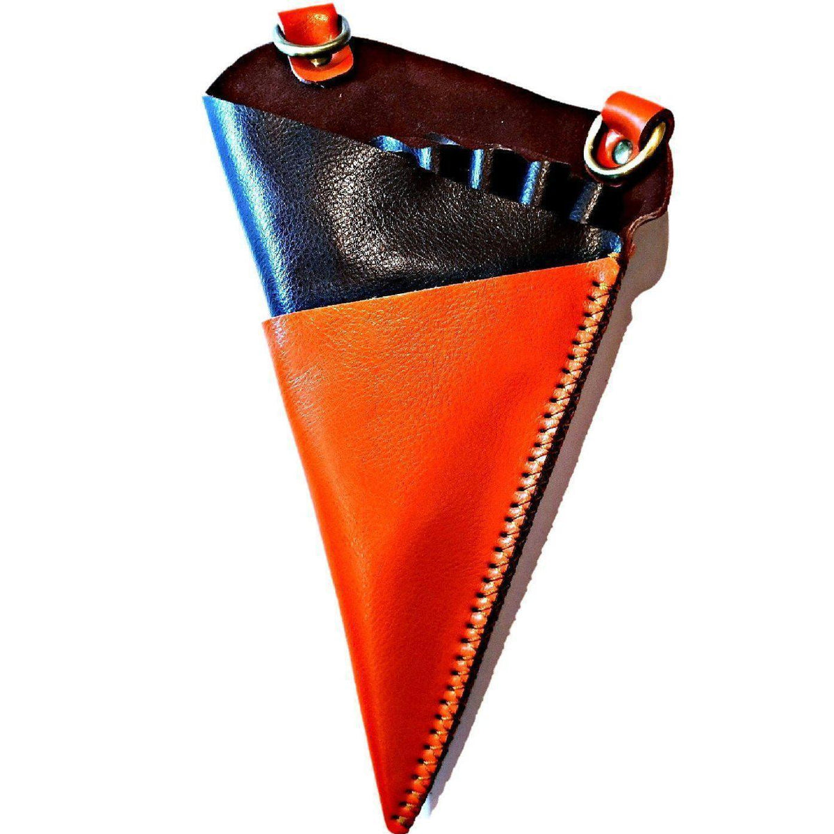 Premium Leather Orange &amp; Brown Holster: Protect 5 Hair Scissors - Japan Scissors - Japan Scissors USA